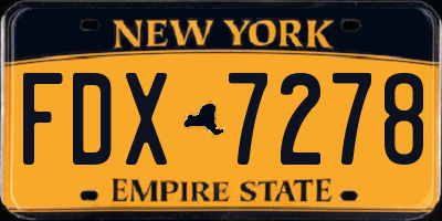 NY license plate FDX7278