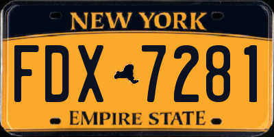 NY license plate FDX7281