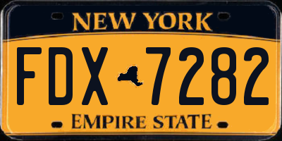NY license plate FDX7282