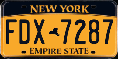 NY license plate FDX7287