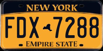 NY license plate FDX7288