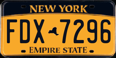NY license plate FDX7296
