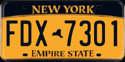 NY license plate FDX7301