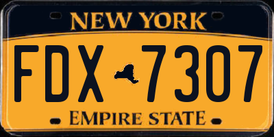 NY license plate FDX7307