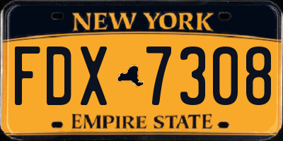 NY license plate FDX7308