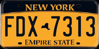 NY license plate FDX7313