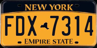NY license plate FDX7314