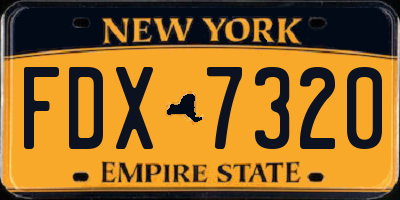 NY license plate FDX7320