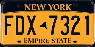 NY license plate FDX7321