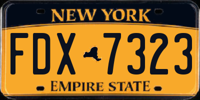 NY license plate FDX7323