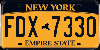 NY license plate FDX7330