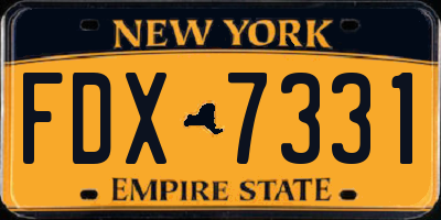 NY license plate FDX7331