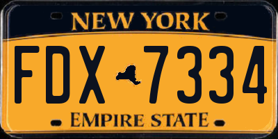 NY license plate FDX7334