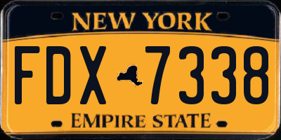 NY license plate FDX7338
