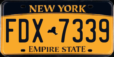 NY license plate FDX7339