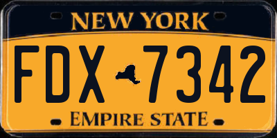 NY license plate FDX7342
