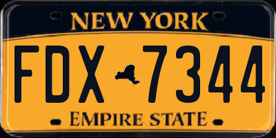NY license plate FDX7344