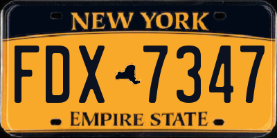 NY license plate FDX7347