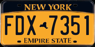 NY license plate FDX7351
