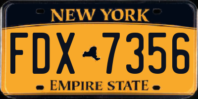 NY license plate FDX7356