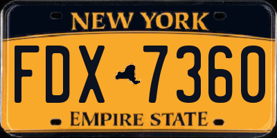 NY license plate FDX7360