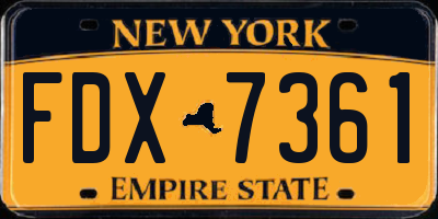 NY license plate FDX7361