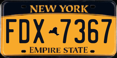 NY license plate FDX7367