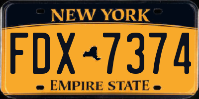 NY license plate FDX7374