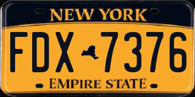NY license plate FDX7376