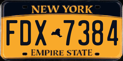NY license plate FDX7384