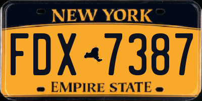 NY license plate FDX7387