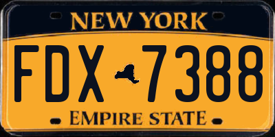 NY license plate FDX7388