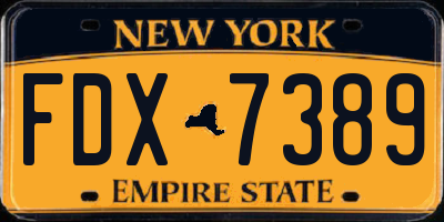 NY license plate FDX7389