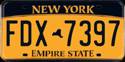NY license plate FDX7397