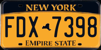 NY license plate FDX7398