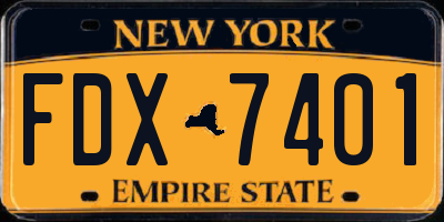 NY license plate FDX7401