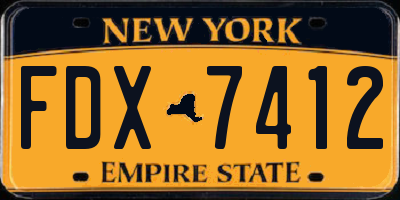 NY license plate FDX7412