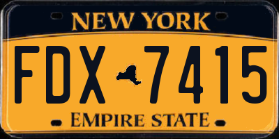 NY license plate FDX7415