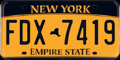 NY license plate FDX7419