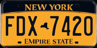 NY license plate FDX7420