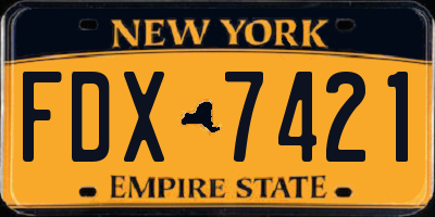 NY license plate FDX7421