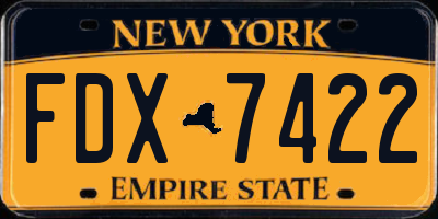 NY license plate FDX7422