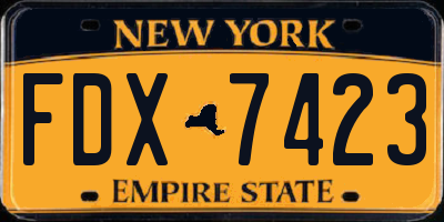 NY license plate FDX7423