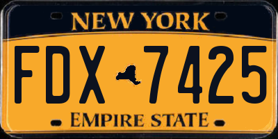 NY license plate FDX7425
