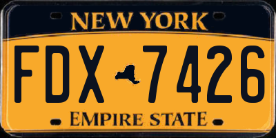 NY license plate FDX7426