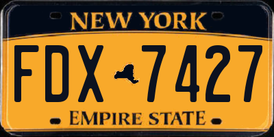 NY license plate FDX7427