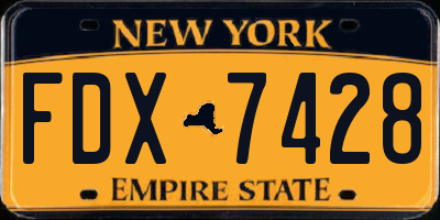 NY license plate FDX7428