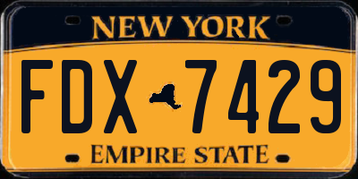 NY license plate FDX7429