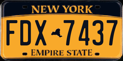 NY license plate FDX7437
