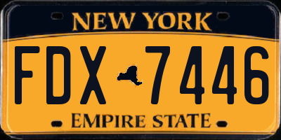 NY license plate FDX7446